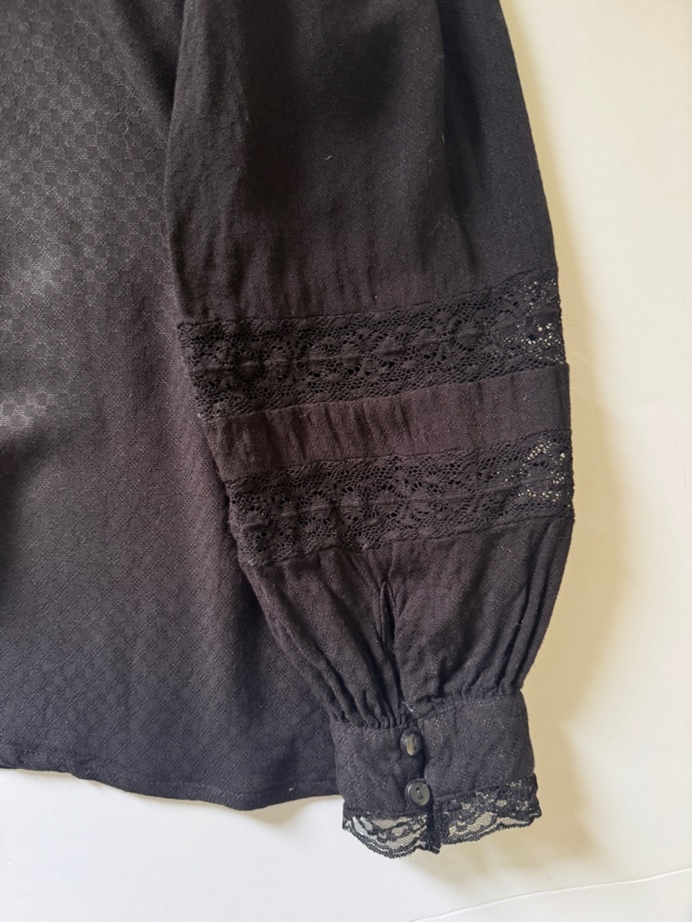 Anthropologie Forever That Girl Blouse Black Lace Swiss Dot Lightweight Sz M - Picture 14 of 14